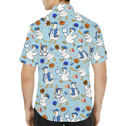 Funny Goose Baseball Shirt, Silly Goose Hawaiian Shirt for Men Women Youth, Cute Duck Sports Aloha Shirt, Baseball Lover Gift