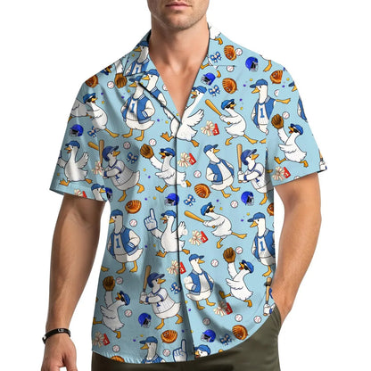 Funny Goose Baseball Shirt, Silly Goose Hawaiian Shirt for Men Women Youth, Cute Duck Sports Aloha Shirt, Baseball Lover Gift