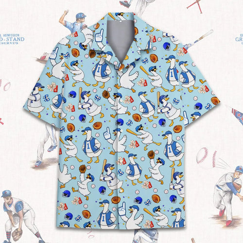 Funny Goose Baseball Shirt, Silly Goose Hawaiian Shirt for Men Women Youth, Cute Duck Sports Aloha Shirt, Baseball Lover Gift