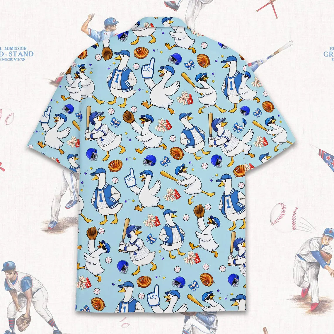 Funny Goose Baseball Shirt, Silly Goose Hawaiian Shirt for Men Women Youth, Cute Duck Sports Aloha Shirt, Baseball Lover Gift
