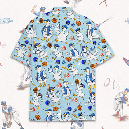 Funny Goose Baseball Shirt, Silly Goose Hawaiian Shirt for Men Women Youth, Cute Duck Sports Aloha Shirt, Baseball Lover Gift