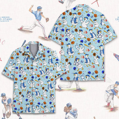 Funny Goose Baseball Shirt, Silly Goose Hawaiian Shirt for Men Women Youth, Cute Duck Sports Aloha Shirt, Baseball Lover Gift