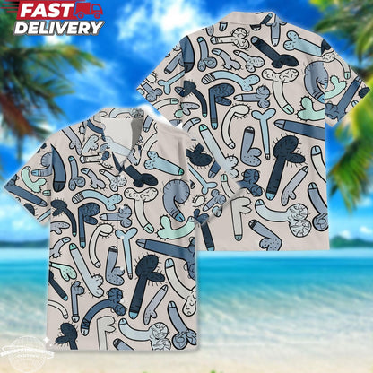 Rooster Sketch Hawaiian Shirt: Men's Aloha Button Down, Short Sleeve