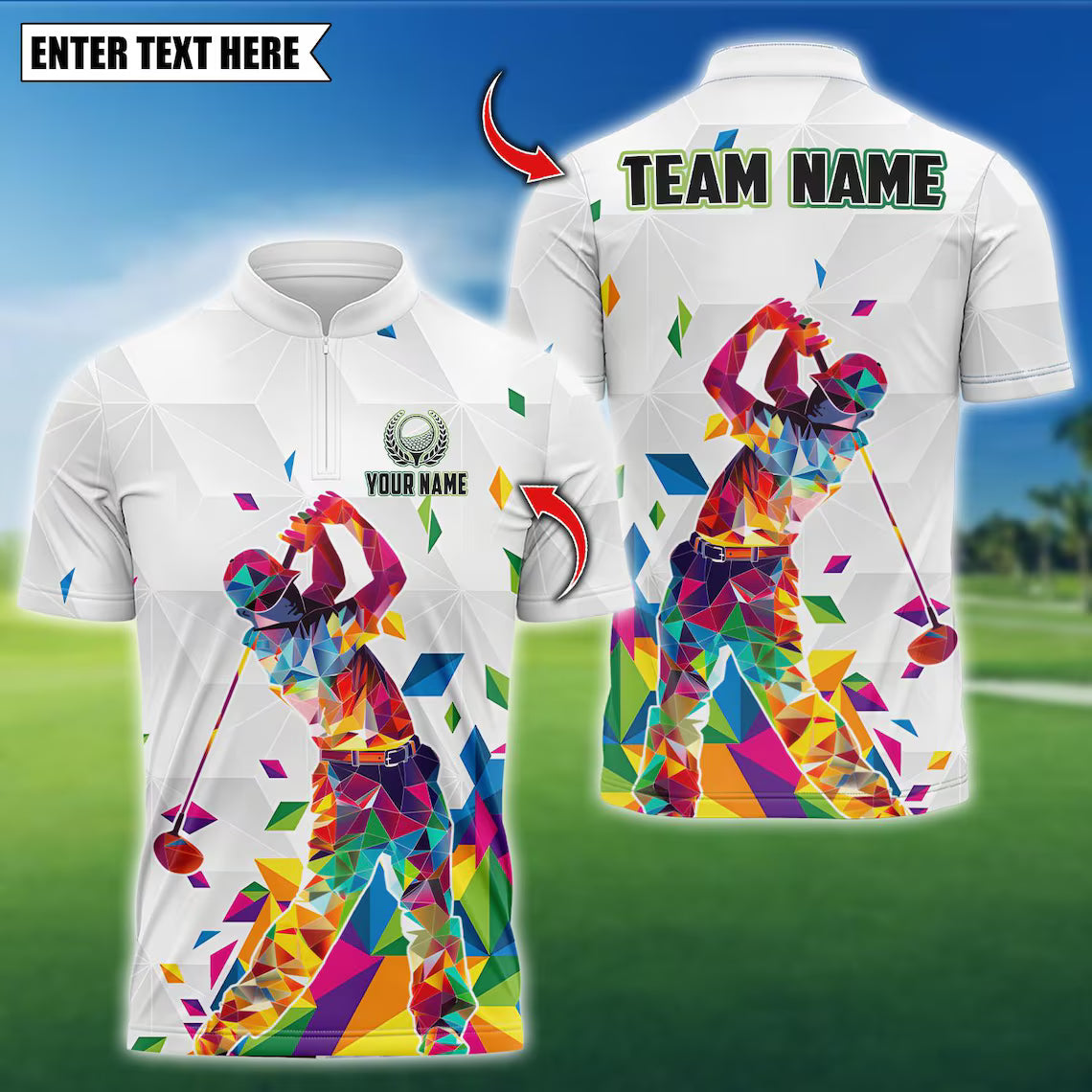 Rainbow Swing Golf Polo Shirt, Custom Team Name 3D Polo Shirt