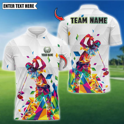 Rainbow Swing Golf Polo Shirt, Custom Team Name 3D Polo Shirt