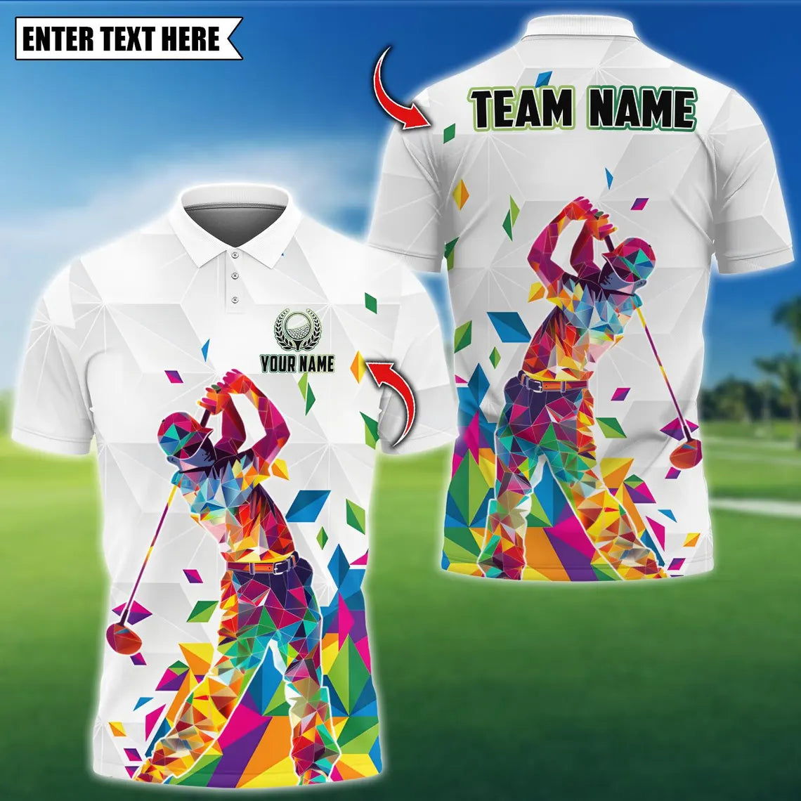 Rainbow Swing Golf Polo Shirt, Custom Team Name 3D Polo Shirt