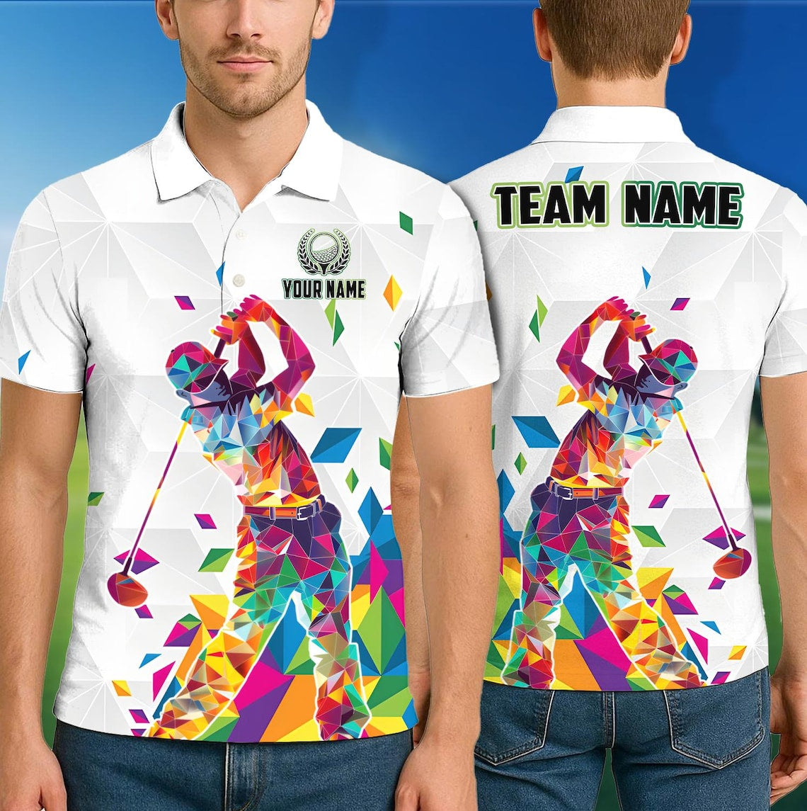 Rainbow Swing Golf Polo Shirt, Custom Team Name 3D Polo Shirt