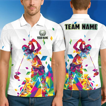 Rainbow Swing Golf Polo Shirt, Custom Team Name 3D Polo Shirt