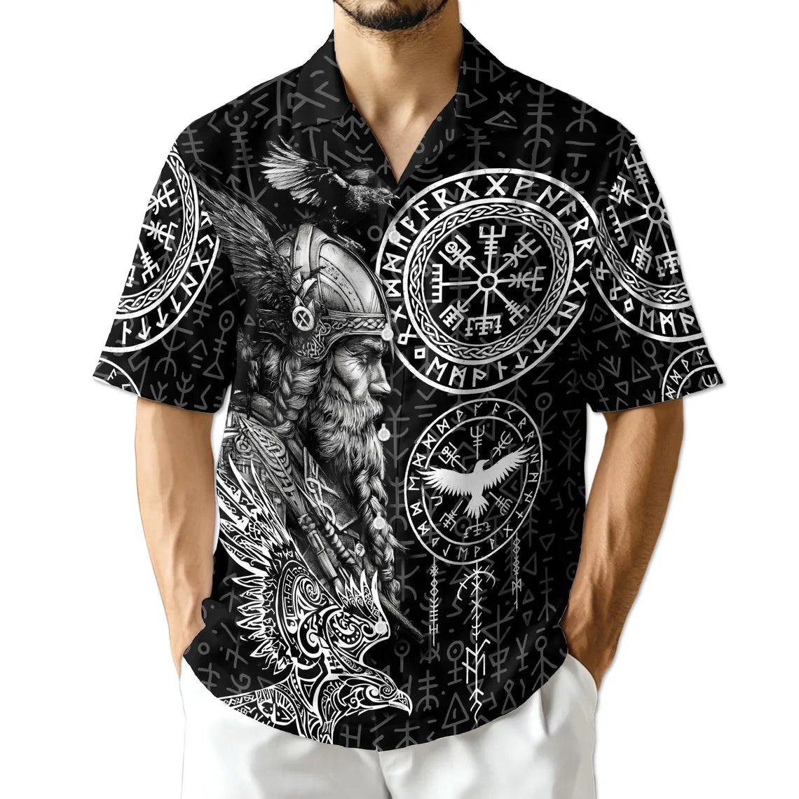 Viking Hawaiian Shirt, Norse Mythology Aloha Shirt, Odin Warrior Shirt
