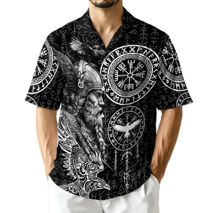 Viking Hawaiian Shirt, Norse Mythology Aloha Shirt, Odin Warrior Shirt