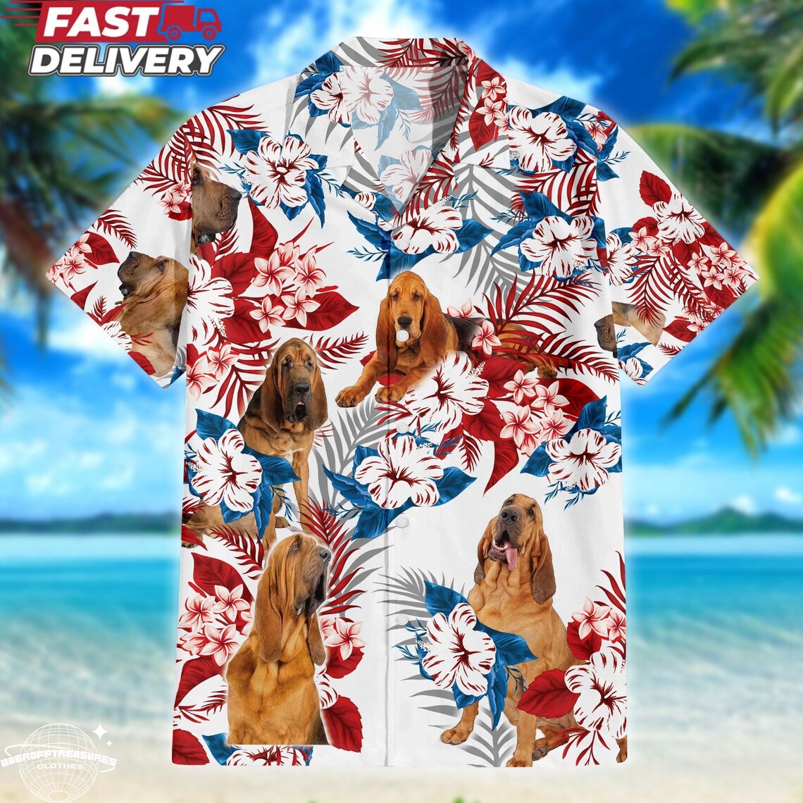 Personalized Dog Photo Hawaiian Shirt American Flag Aloha Shirt