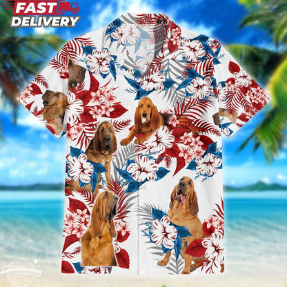 Personalized Dog Photo Hawaiian Shirt American Flag Aloha Shirt