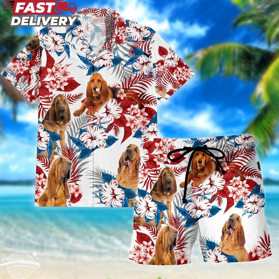 Personalized Dog Photo Hawaiian Shirt American Flag Aloha Shirt