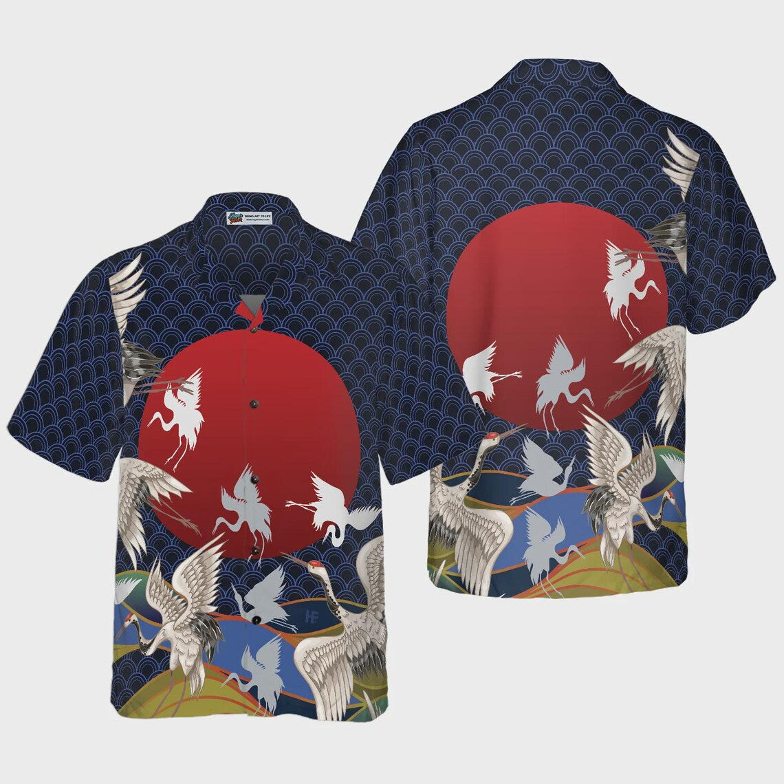 Japanese Cranes Hawaiian Shirt, Japanese Cranes Alaho Shirt