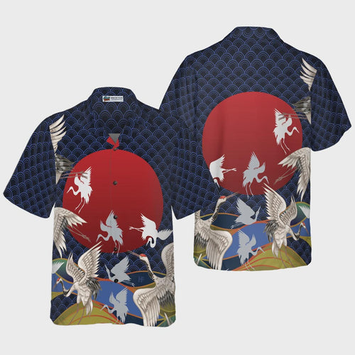 Japanese Cranes Hawaiian Shirt, Japanese Cranes Alaho Shirt