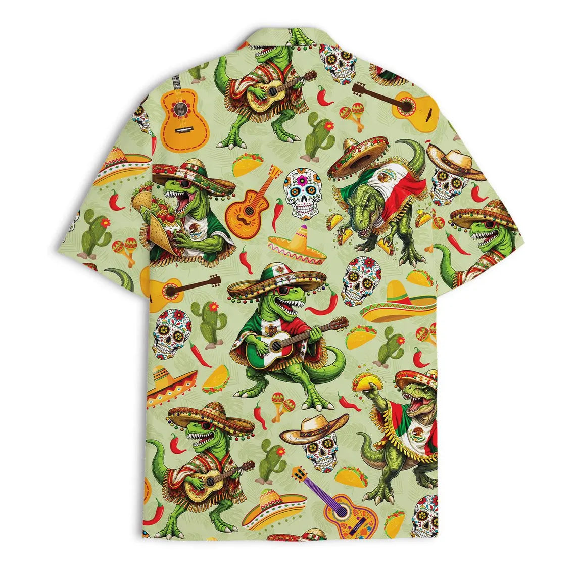 Men's Taco Dinosaur Skull Hawaiian Shirt, Fiesta Party Vacation Button Down