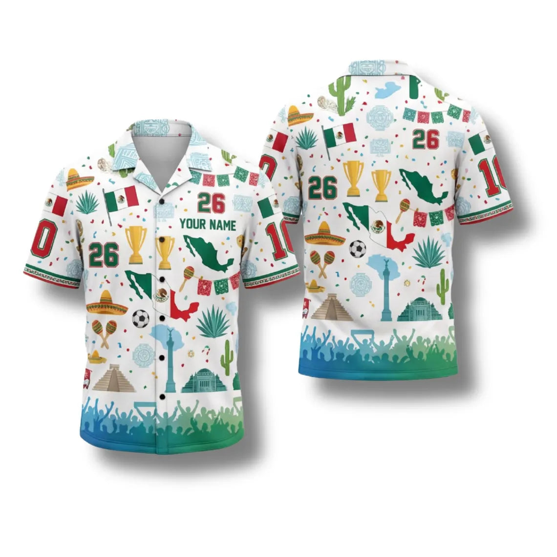 Custom Mexico Soccer Hawaiian Shirt, Personalized Summer Beach Wear