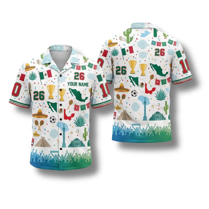 Custom Mexico Soccer Hawaiian Shirt, Personalized Summer Beach Wear