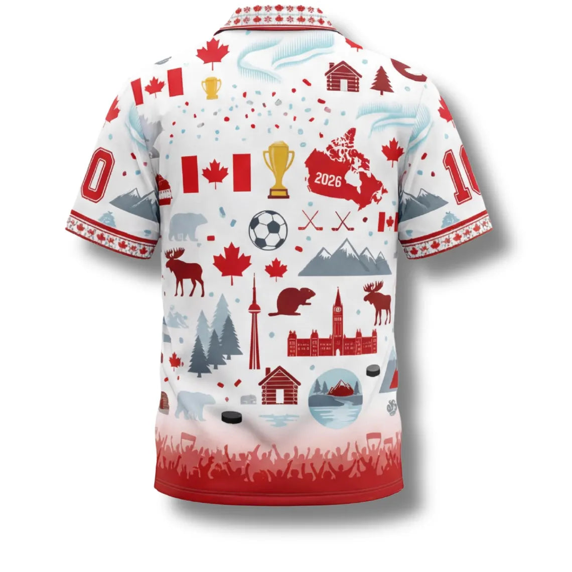 Custom Canada Soccer Hawaiian Shirt, Personalized Tropical Button Up Jersey