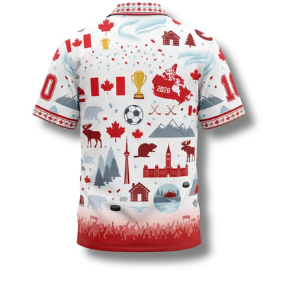Custom Canada Soccer Hawaiian Shirt, Personalized Tropical Button Up Jersey