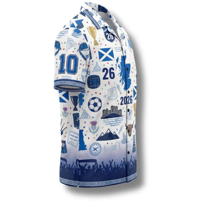 Scotland Hawaiian Shirt 2026 Soccer Fan Gift, Personalized Tropical Button Up Shirt