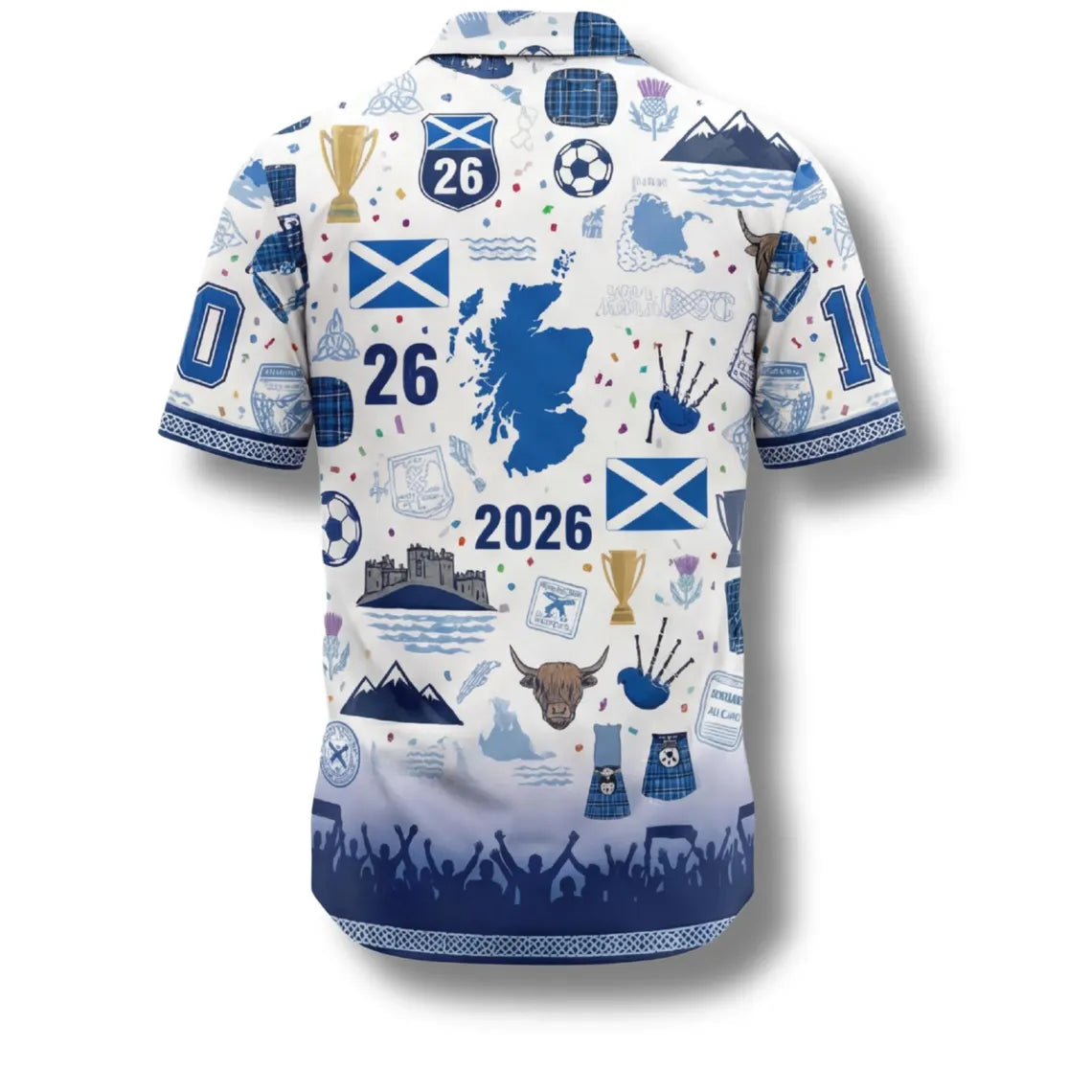 Scotland Hawaiian Shirt 2026 Soccer Fan Gift, Personalized Tropical Button Up Shirt