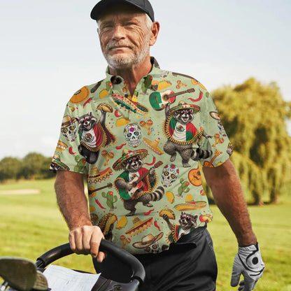 Men's Raccoon Taco Fiesta Golf Polo Shirt