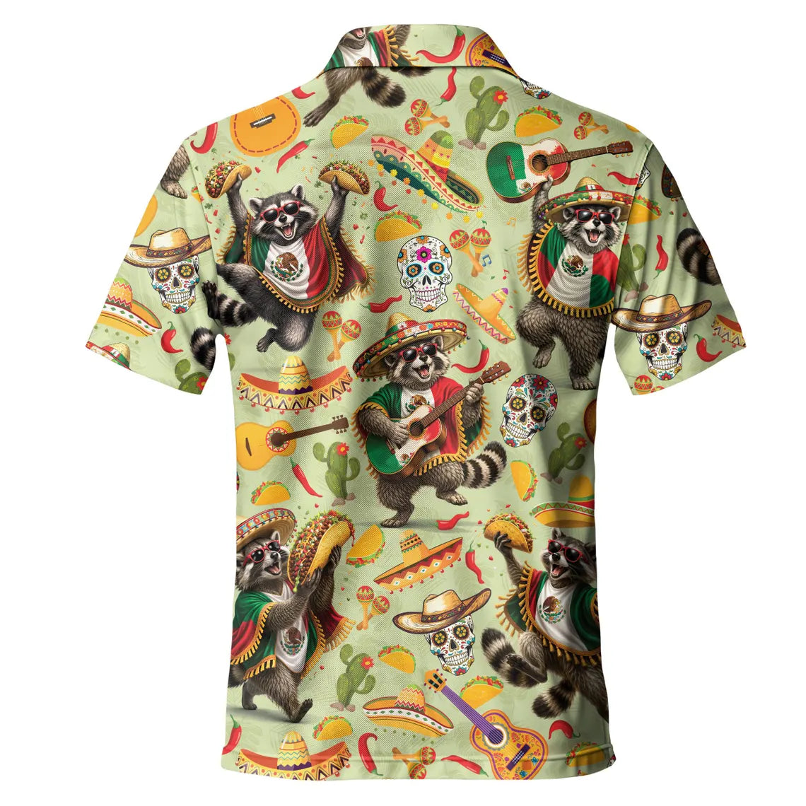 Men's Raccoon Taco Fiesta Golf Polo Shirt