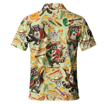 Men's Raccoon Taco Fiesta Golf Polo Shirt