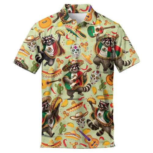 Men's Raccoon Taco Fiesta Golf Polo Shirt