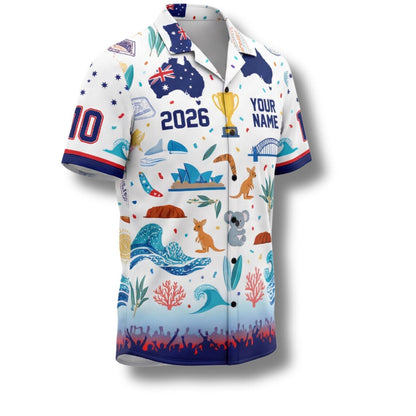 Australia Hawaiian Shirt 2026 Soccer Fan Gift, Personalized Tropical Button Up Shirt