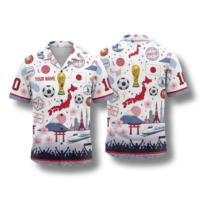 Japan Hawaiian Shirt 2026 Soccer Fan Gift, Personalized Tropical Button Up Shirt