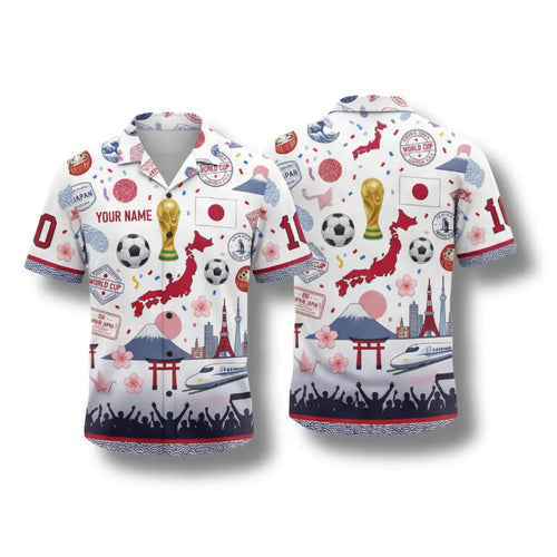 Japan Hawaiian Shirt 2026 Soccer Fan Gift, Personalized Tropical Button Up Shirt