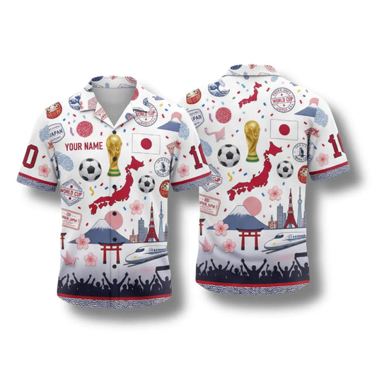 Japan Hawaiian Shirt 2026 Soccer Fan Gift, Personalized Tropical Button Up Shirt