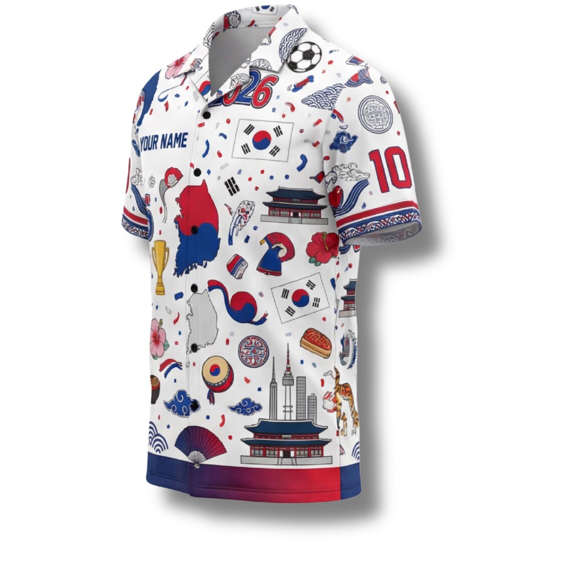 South Korea Hawaiian Shirt 2026 Soccer Fan Gift, Personalized Tropical Button Up Shirt