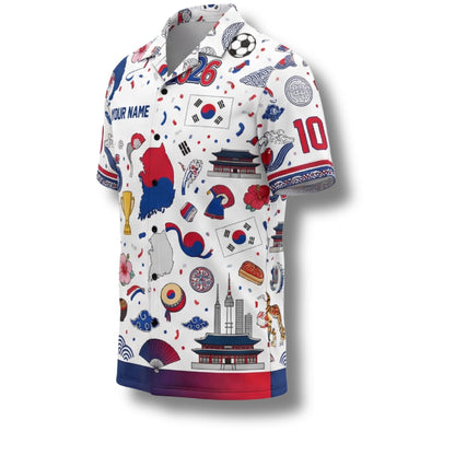 South Korea Hawaiian Shirt 2026 Soccer Fan Gift, Personalized Tropical Button Up Shirt