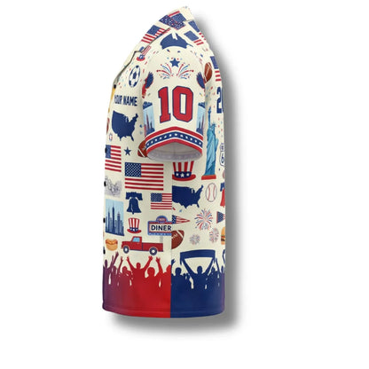 USA Hawaiian Shirt 2026 Soccer Fan Gift, Personalized Patriotic Button Up Tropical Shirt