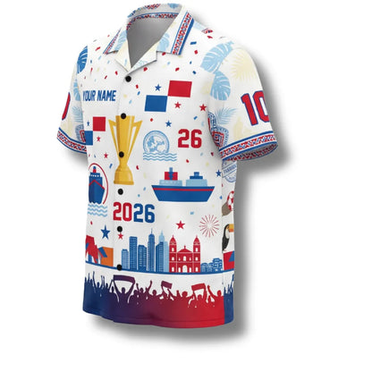 Panama Hawaiian Shirt 2026 Soccer Fan Gift, Personalized Tropical Button Up Shirt