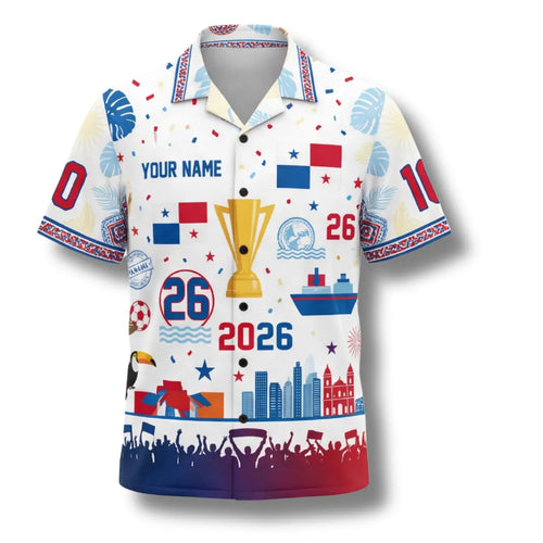 Panama Hawaiian Shirt 2026 Soccer Fan Gift, Personalized Tropical Button Up Shirt