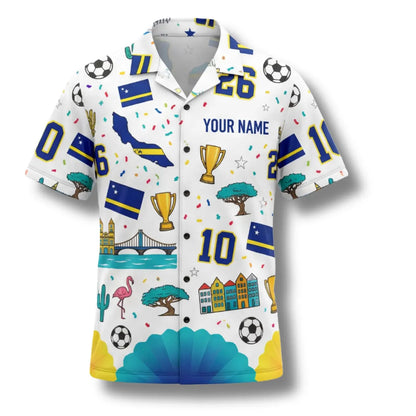 Curacao Hawaiian Shirt 2026 Soccer Fan Gift, Personalized Tropical Button Up Shirt