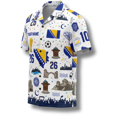 Bosnia Hawaiian Shirt 2026 Soccer Fan Gift, Personalized Tropical Button Up Shirt