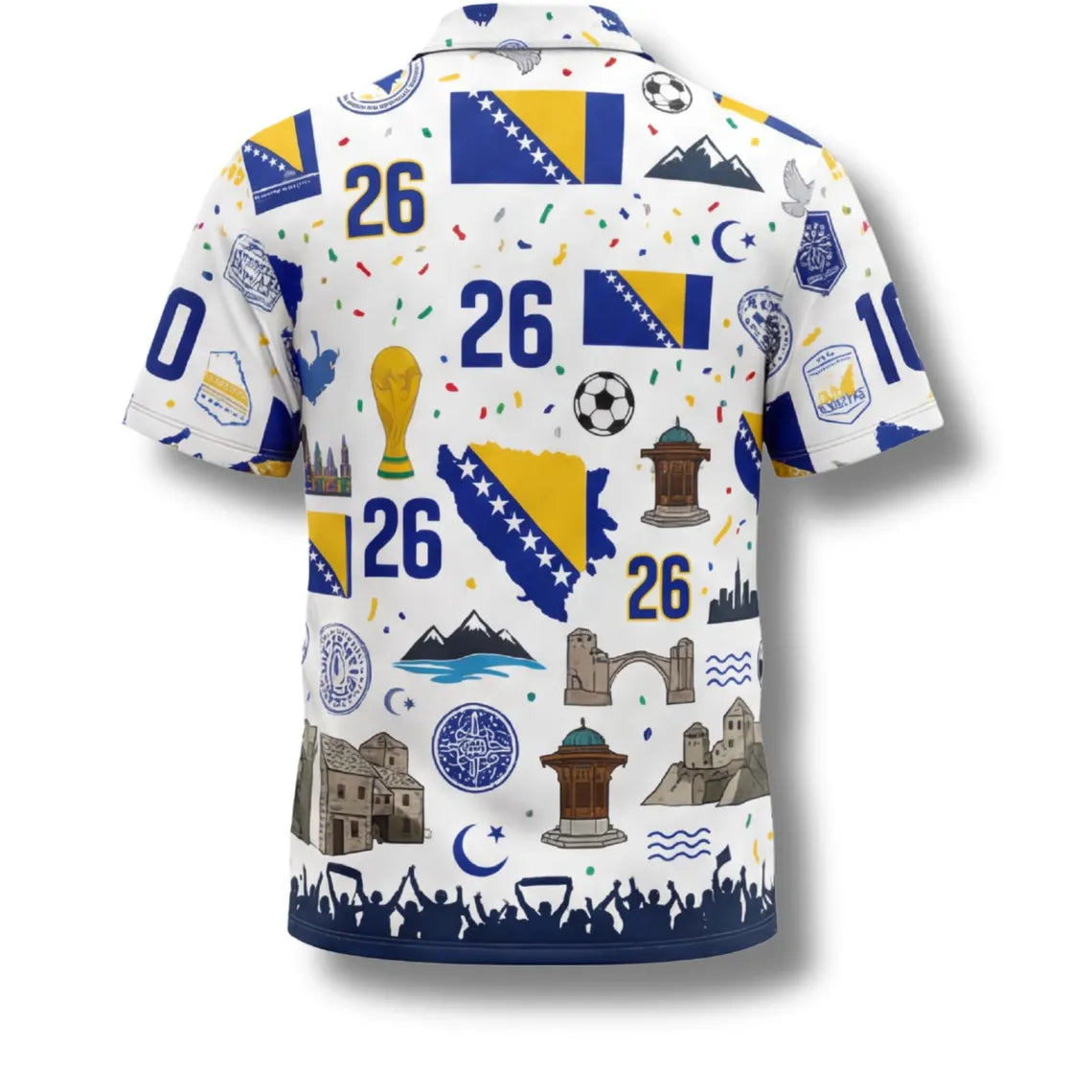 Bosnia Hawaiian Shirt 2026 Soccer Fan Gift, Personalized Tropical Button Up Shirt