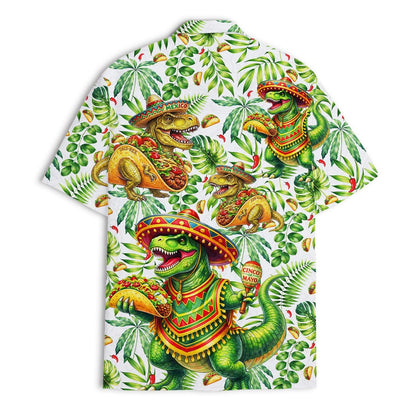 Men's Taco Dinosaur Hawaiian Shirt, Fiesta Party Vacation Button Down