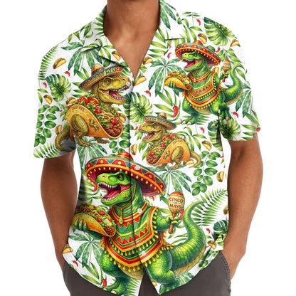 Men's Taco Dinosaur Hawaiian Shirt, Fiesta Party Vacation Button Down