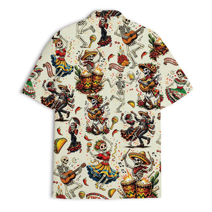 Men's Skeleton Taco Hawaiian Shirt, Cinco de Mayo Fiesta Button Down Vacation Shirt