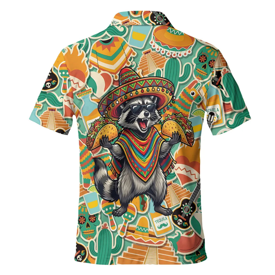 Men's Taco Raccoon Hawaiian Shirt, Funny Feline Fiesta Vacation Button Down 2