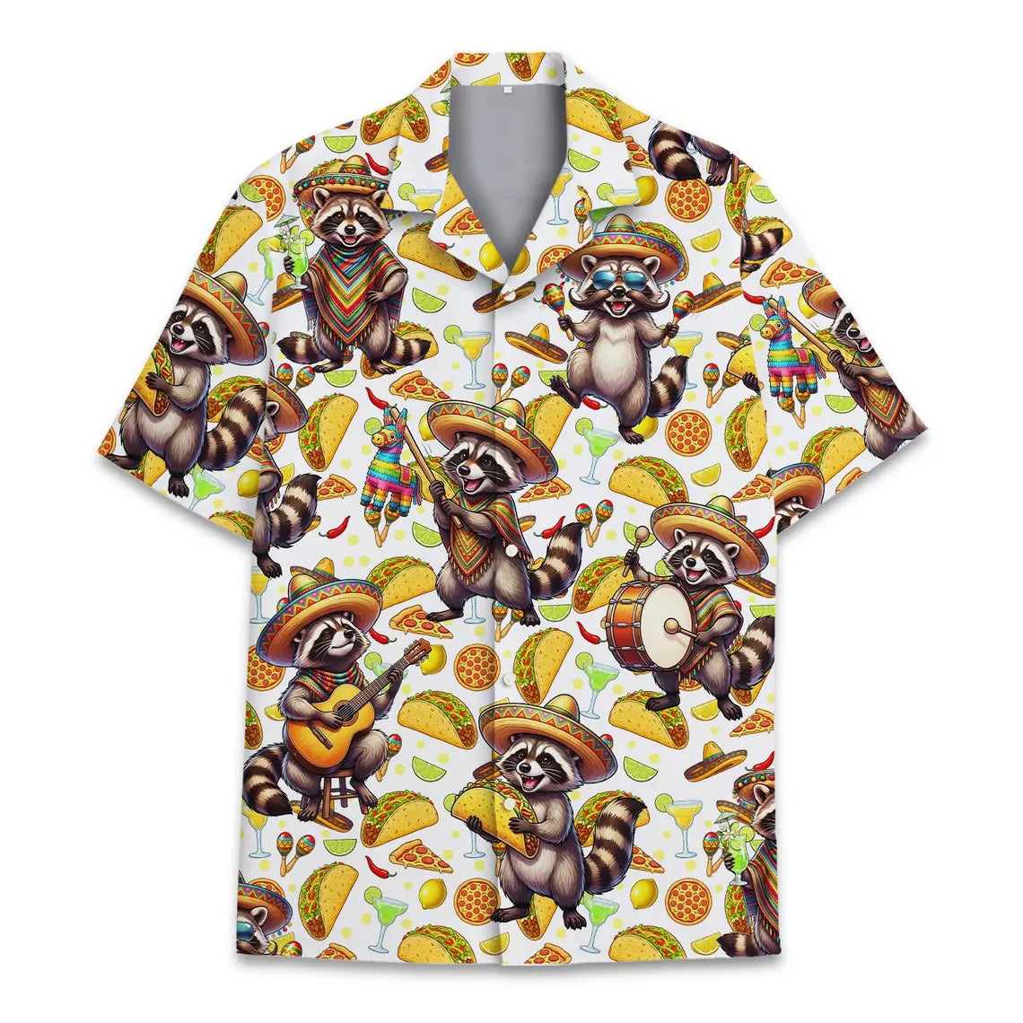 Raccoon Fiesta Hawaiian Shirt, Funny Taco Aloha Shirt for Men Women Youth, Mexican Party Summer Vacation Outfit