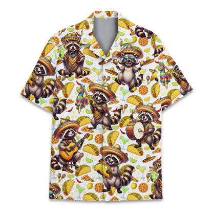 Raccoon Fiesta Hawaiian Shirt, Funny Taco Aloha Shirt for Men Women Youth, Mexican Party Summer Vacation Outfit