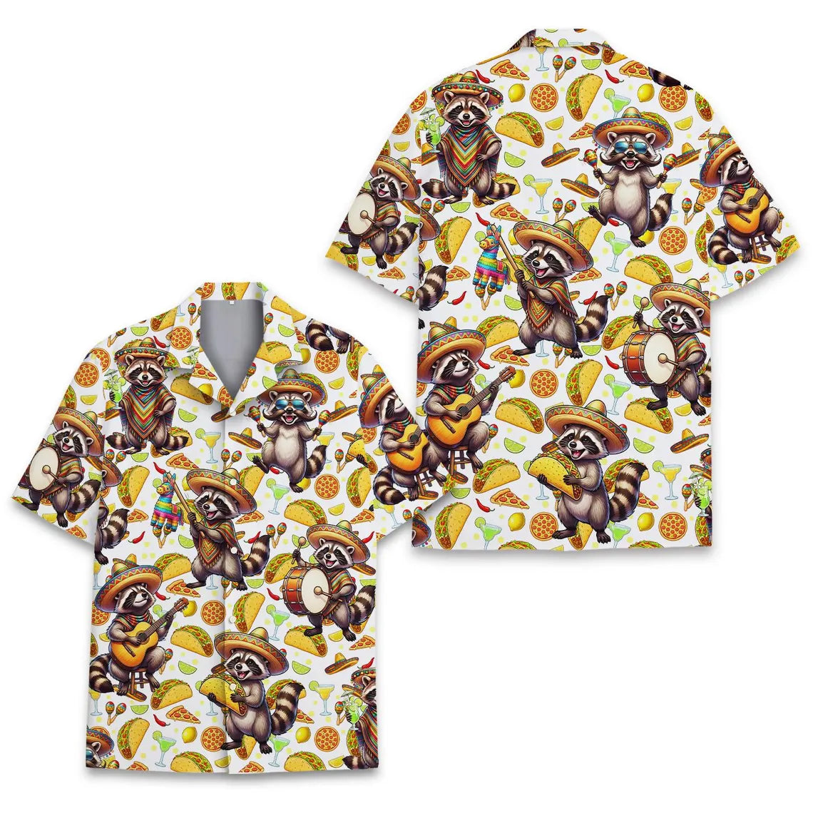Raccoon Fiesta Hawaiian Shirt, Funny Taco Aloha Shirt for Men Women Youth, Mexican Party Summer Vacation Outfit