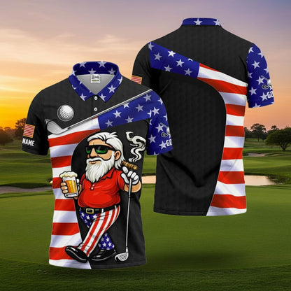 Patriotic Golf Beer Shirt – Men’s 4th of July Golf Polo, 250th Anniversary Golf Shirts For Men